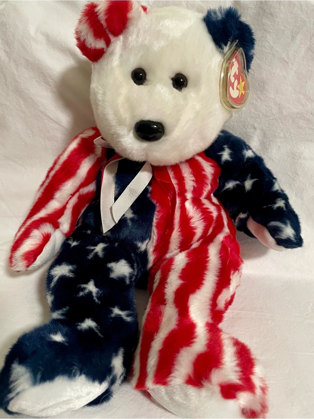 VTG 1999 Ty Beanie Buddy "Spangle" the Bear (American Flag USA Edition)